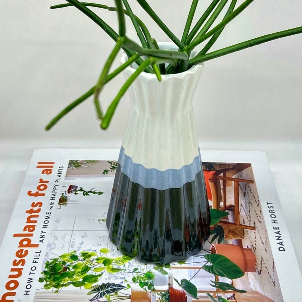Modern Ceramic Bud Vase Tritone Color Block